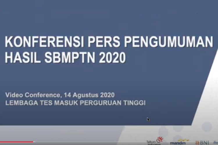 Pengumuman SBMPTN 2020 oleh LTMPT, 14 Agustus 2020