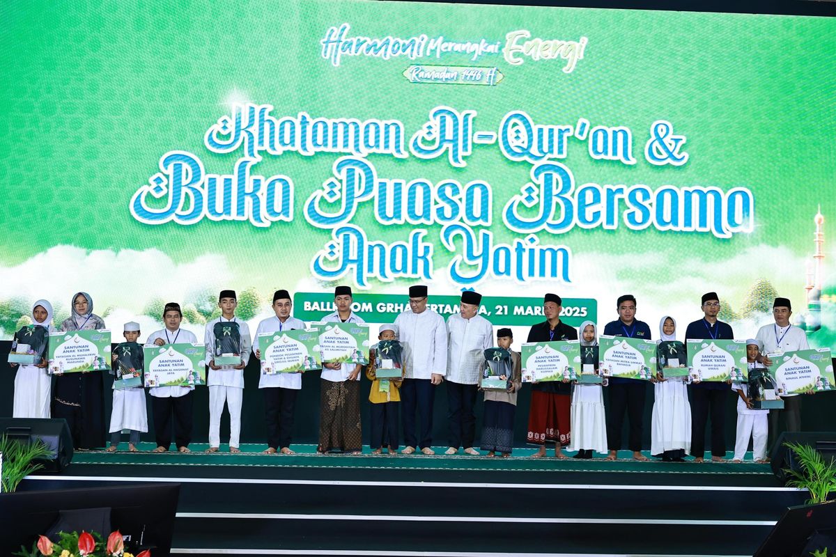 Acara Khataman Al Quran, Santunan, dan Buka Puasa Bersama dengan tema Harmoni Merangkai Energi di Graha Pertamina, Jakarta, Jumat (21/3/2025).