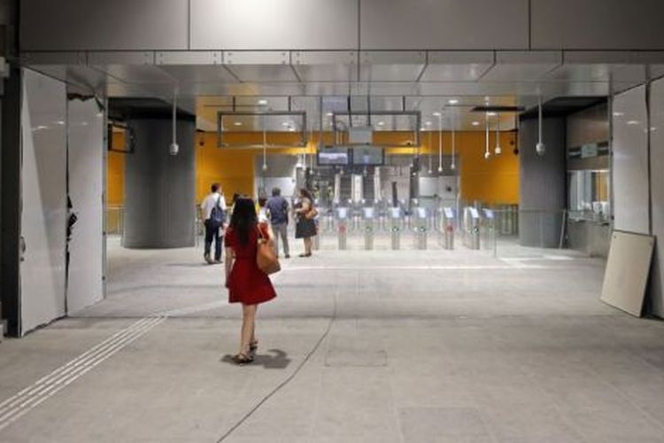 Pemandangan salah satu stasiun baru pada MRT Downtown tahap ketiga