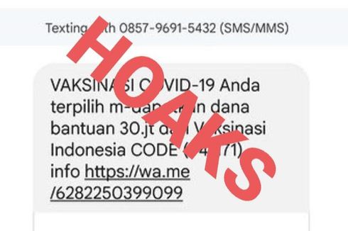 Beredar SMS Hadiah Dana Bantuan Vaksinasi Rp 30 Juta, Kemenkes: Tidak Benar!