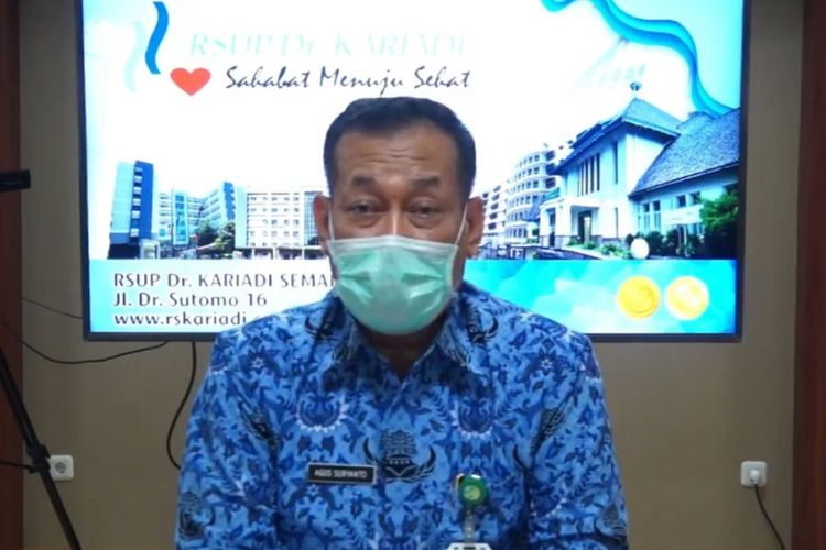 Direktur Utama RSUP Kariadi Semarang Agus Suryanto saat menjawab pertanyaan wartawan melalui video resmi RSUP Kariadi Semarang, Jumat (17/4/2020)