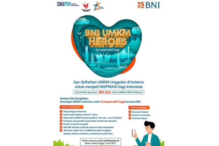 BNI UMKM Heroes merupakan sebuah wadah untuk mendukung dan mengapresiasi pelaku UMKM inspiratif.