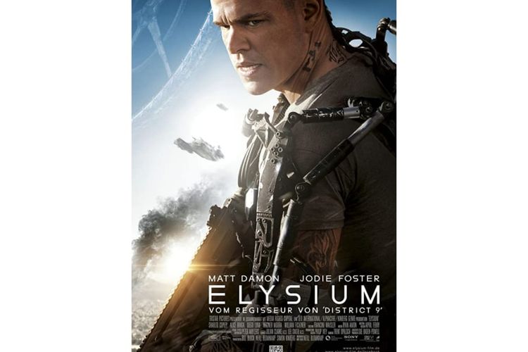 Poster Film Elysium, dibintangi oleh Matt Damon dan Jodie Foster