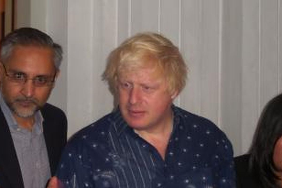 Wali Kota London Boris Johnson menemui Gubernur DKI Jakarta Basuki Tjahaja Purnama di rumah dinas gubernur, Jalan Taman Suropati, Menteng, Jakarta Pusat, Sabtu (29/11/2014).