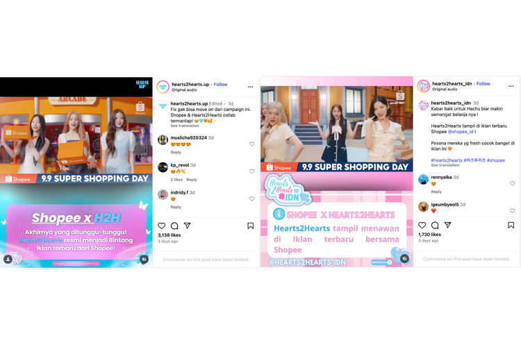 Postingan akun fans Hearts2Hearts