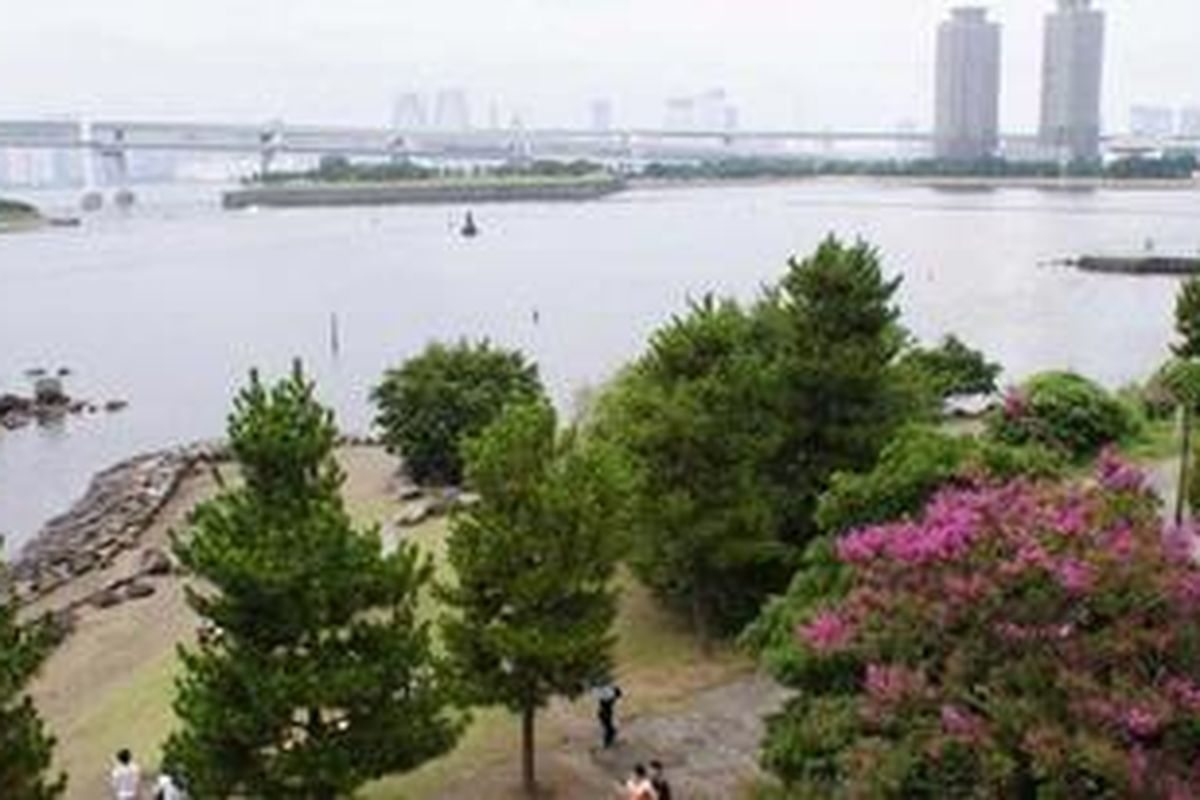 Odaiba, Jepang, dilihat dari ketinggian.