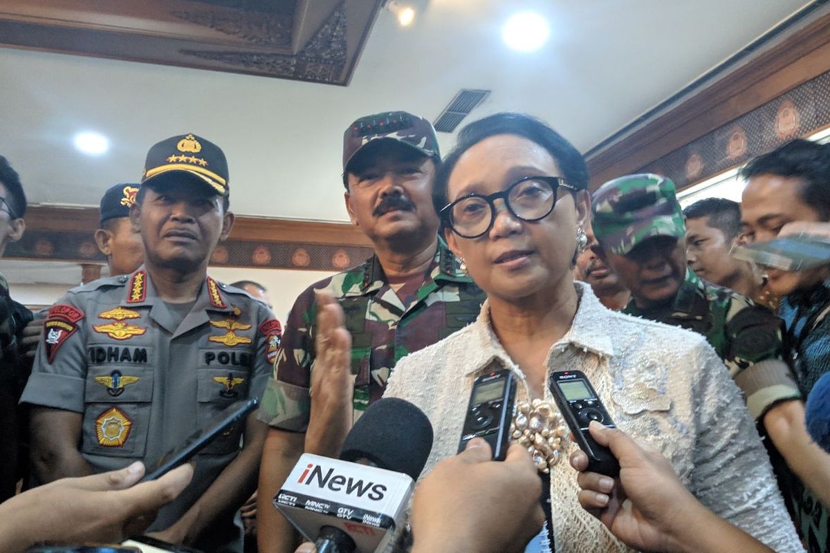 Menteri Luar Negeri Retno Marsudi di Ruang VIP Terminal 1 Bandara Soekarno-Hatta, Jumat (28/2/2020)