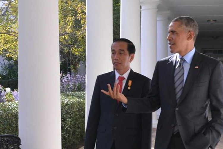 Presiden Republik Indonesia Joko Widodo bersama Presiden Amerika Serikat Barrack Obama saat mengunjungi Gedung Putih, Senin (26/10/2015)