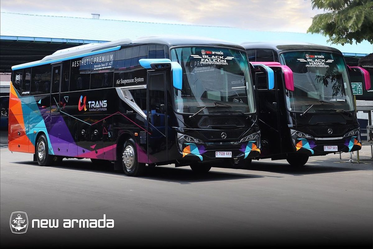 Bus baru Skylander mesin depan buatan Karoseri New Armada