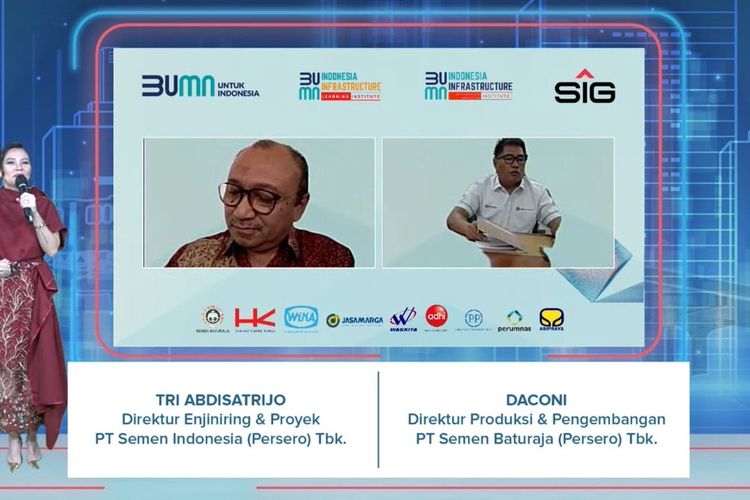 Direktur Engineering & Project SIG, Tri Abdisatrijo (kiri) bersama Direktur Produksi dan Pengembangan Semen Baturaja Daconi, saat menandatangani MoU Indonesia Infrastructure Research & Innovation Institute (I2RI), Rabu (30/6/2021).