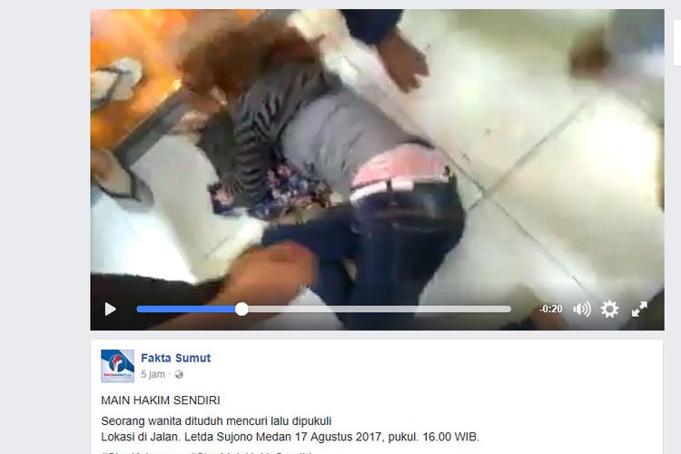 Video seorang wanita dihakimi massa karena mencuri emas di Medan.