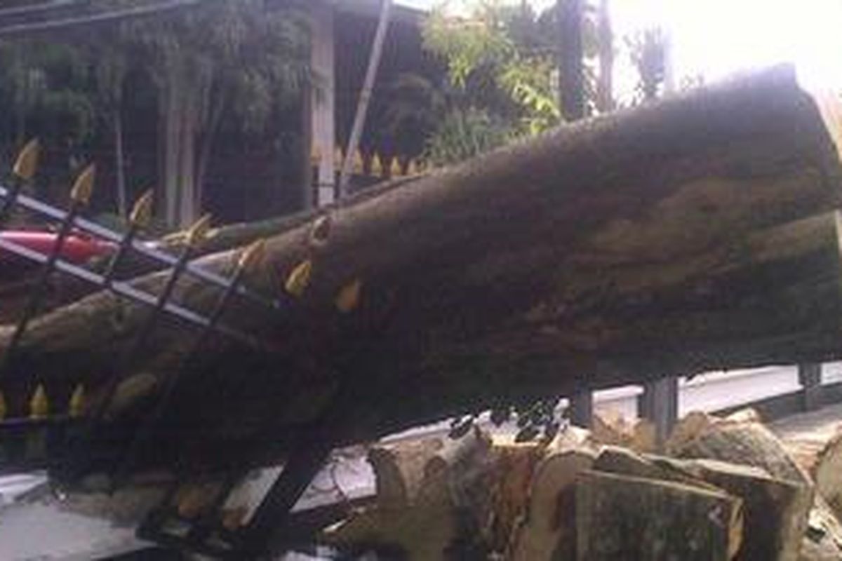 Pohon tumbang merusak pagar kantor Menteri PPN/Kepala Bappenas.