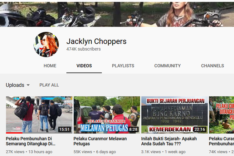 Aiptu Jakaria atau yang lebih dikenal dengan sebutan Jacklyn Choppers, kian dikenal lewat kanal Youtube miliknya, yang mendokumentasikan aktivitasnya sebagai anggota Subdit IV Jatanras Polda Metro Jaya.