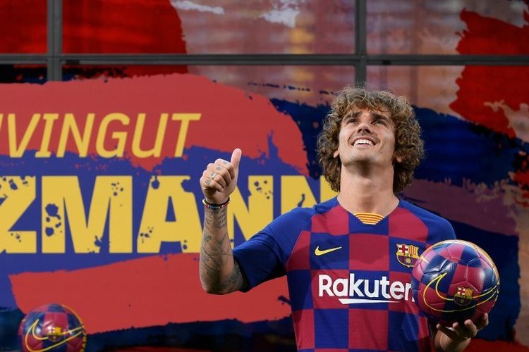 Antoine Griezmann diperkenalkan sebagai pemain baru Barcelona di Camp Nou, 14 Juli 2019. 