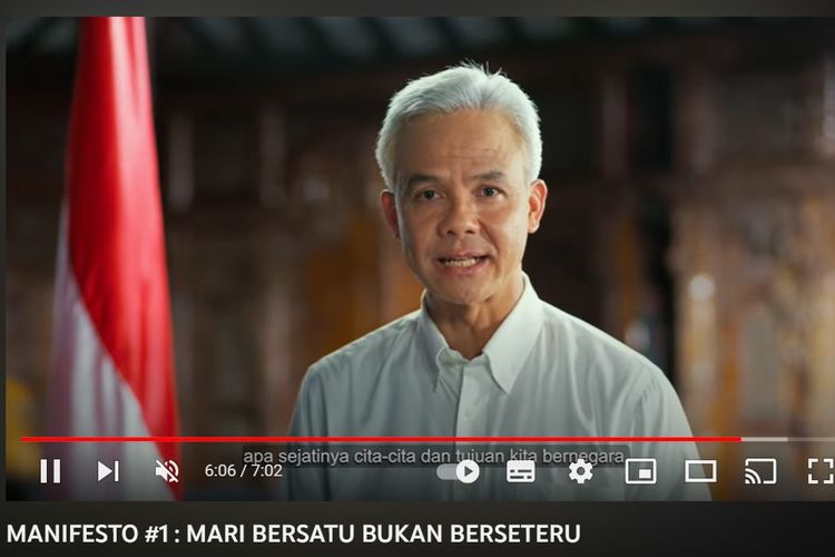 Ganjar Pranowo unggah video kisah hidupnya berjudul MANIFESTO #1 : MARI BERSATU BUKAN BERSETERU