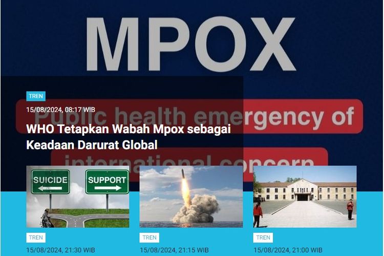 [POPULER TREN] Wabah Mpox Jadi Darurat Kesehatan Global, Bahaya 