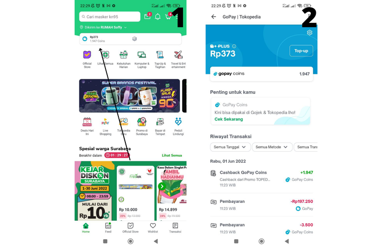 cara bayar tokopedia lewat gopay