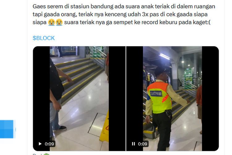 Tangkapan layar unggahan video menyebut ada suara teriakan di Stasiun Bandung, Jawa Barat