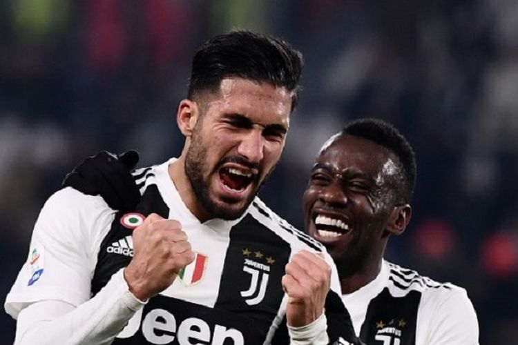 Emre Can merayakan golnya bersama Blaise Matuidi pada pertandingan Juventus vs Chievo Verona dalam lanjutan Liga Italia di Stadion Allianz, Turin, 21 Januari 2019. 