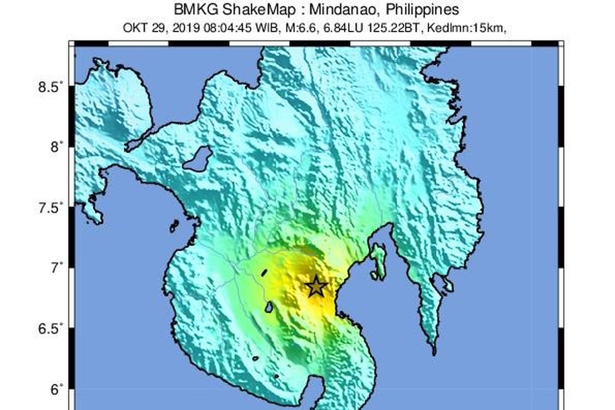 Mindanao, Filipina diguncang gempa dahsyat berkekuatan M 6,6 pada Selasa pagi (29/10/2019). Gempa ini terasa sampai Indonesia. 
