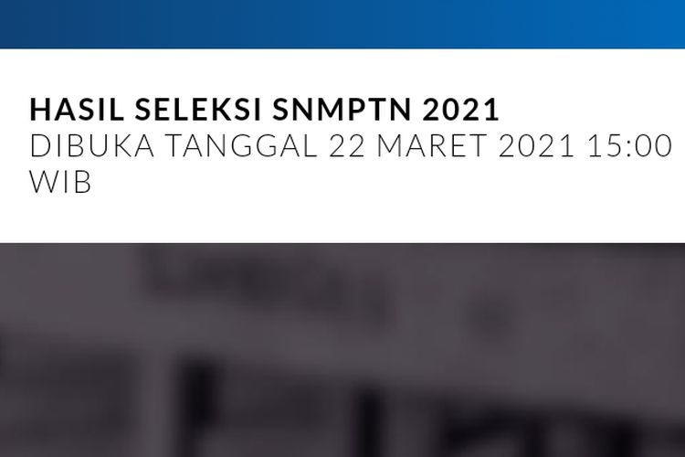 Tangkapan layar laman pengumuman SNMPTN 2021