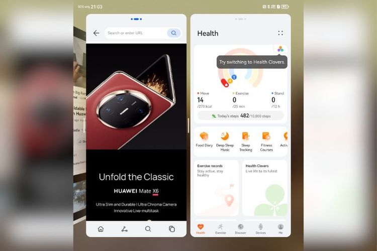Fitur multitasking HUAWEI Mate X6.