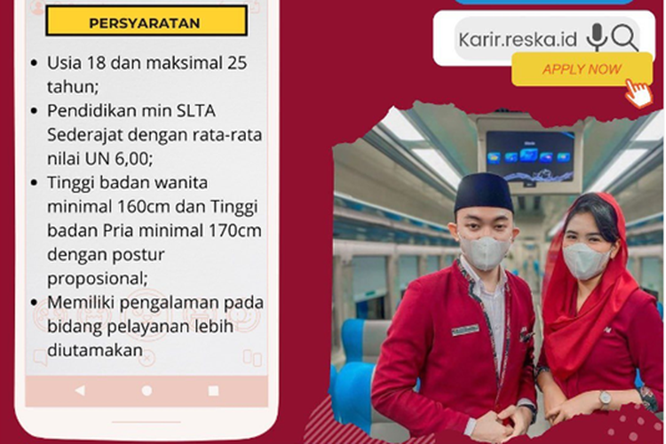 Tangkapan layar unggahan akun Instagram PT Reska Multi Usaha (RMU) soal pembukaan lowongan kerja sebagai train attendant atau pramugara dan pramugari kereta api.