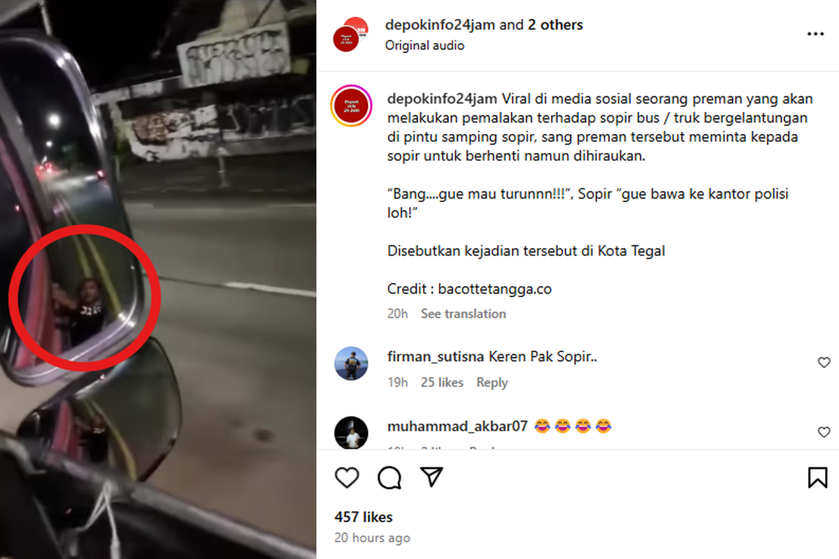 Video aksi preman bergelantungan di pintu truk karena ingin memalak sopir.