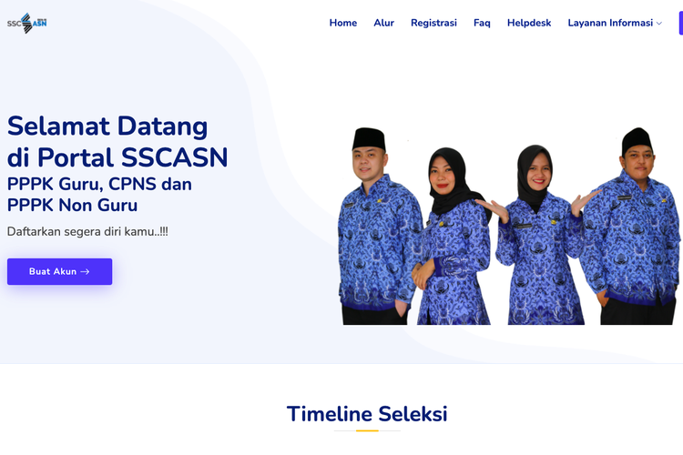 Tangkapan layar laman SSCASN di www.sscasn.bkn.go.id