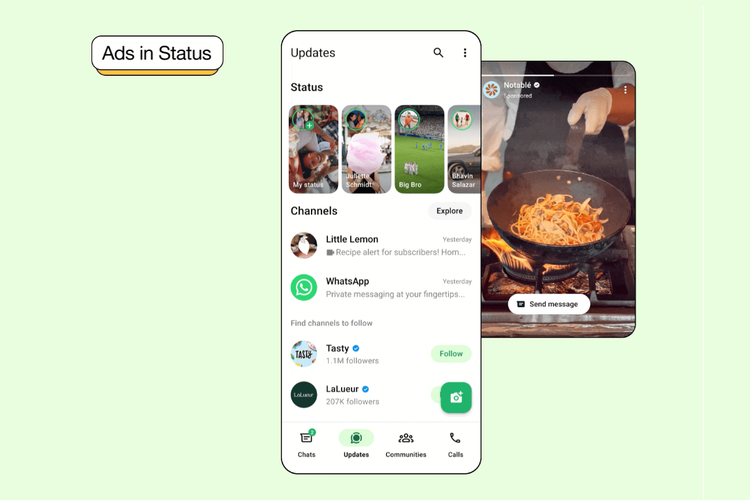 WhatsApp tampilkan iklan di Status.