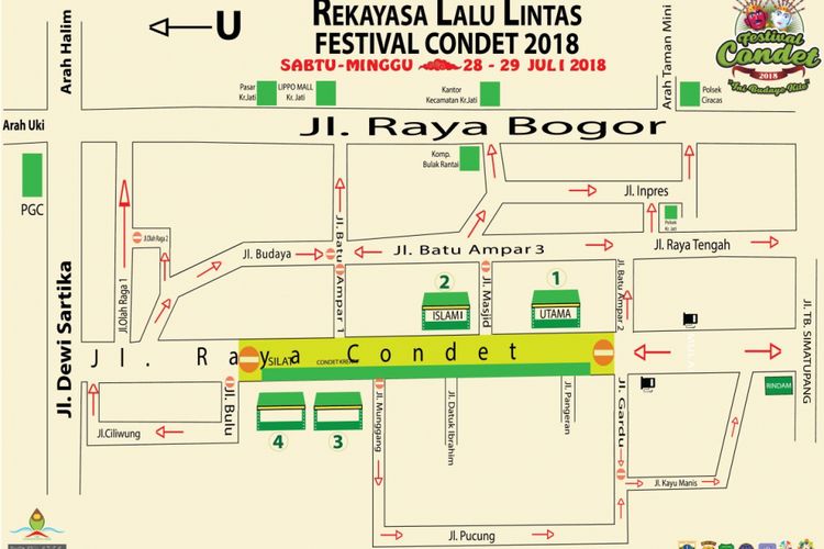 Berikut rekayasa Lalu lintas selama acara Festival Condet 2018 berlangsung pada 28-29 juli 2018, Jumat (27/07/2018).