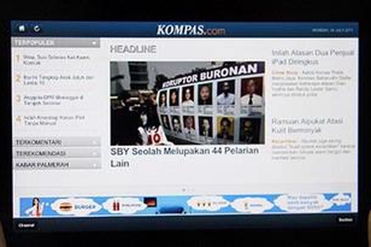 Tampilan aplikasi Kompas.com for PlayBook.
