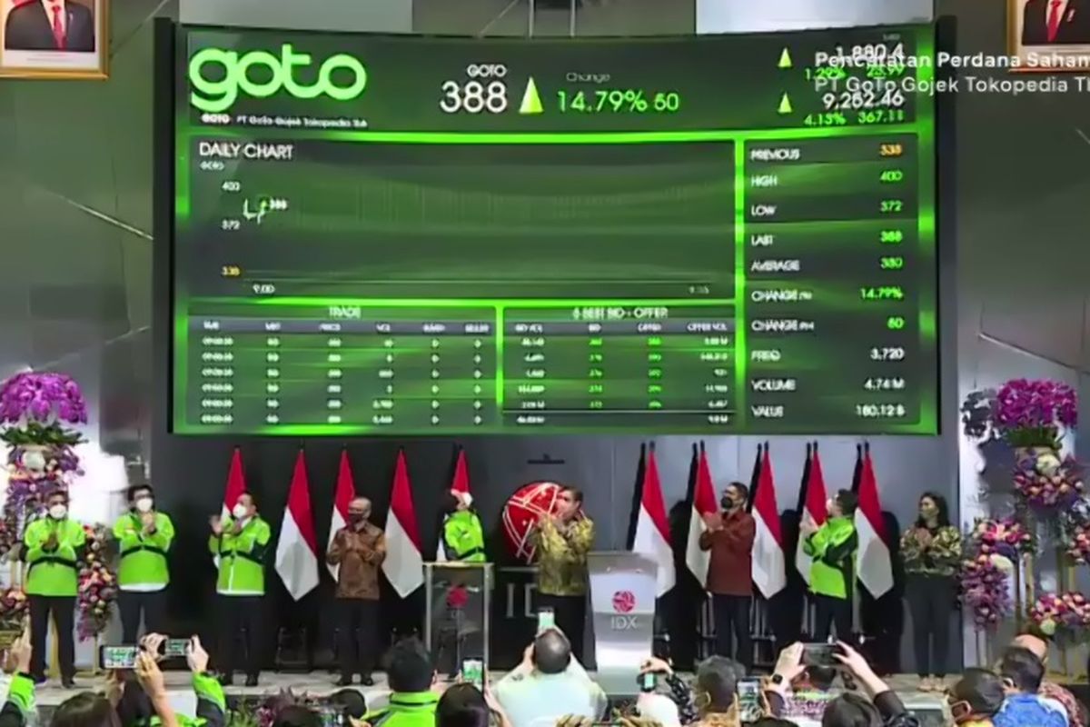 IPO GOTO di Bursa Efek Indonesia (BEI).