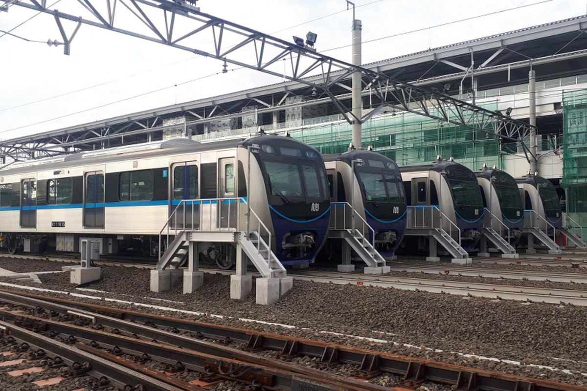 Rangkaian kereta di Depo Lebak Bulus, Jakarta Selatan. Foto diambil Kamis (27/12/2018).