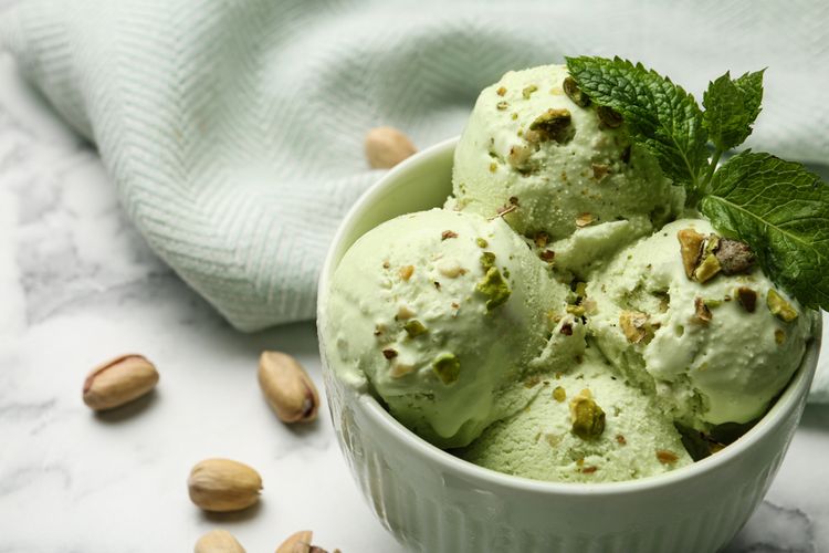 Ilustrasi gelato pistachio. 