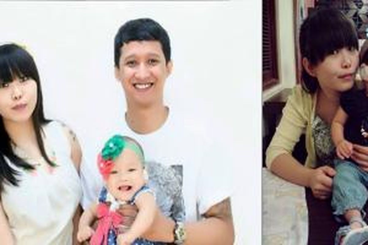 Gracie Melia Christianto bersama suami Aditya Saputra dan putrinya, Aubrey. 