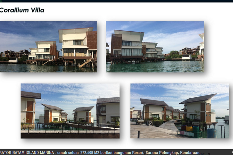 Bangunan resor Batam Island Marina yang akan dilelang secara online (tangkapan layar dari lelang.go.id)
