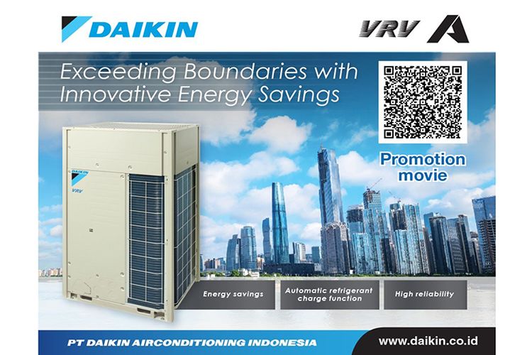 AC VRV A Daikin mengusung teknologi VRV yang hemat daya dan mampu memberikan kenyamanan pada ruangan. 