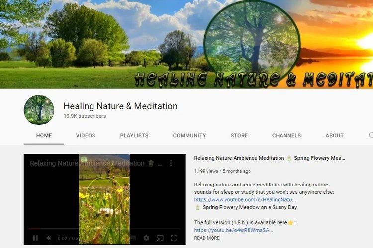 Ilustrasi channel YouTube Healing Nature & Meditation.