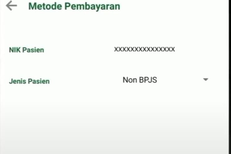 Tangkapan layar cara daftar online di RSUD Jakarta tahap II