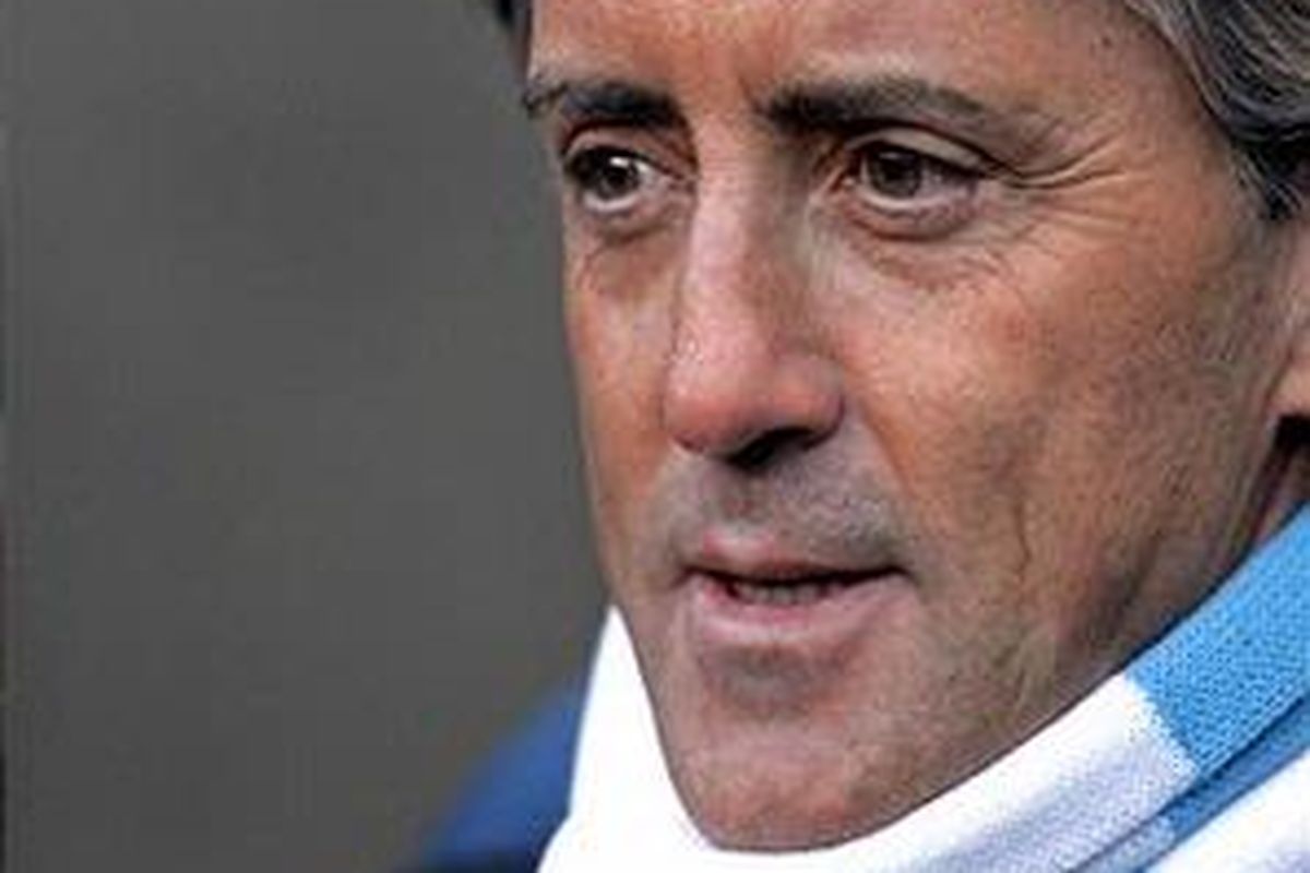 Pelatih Manchester City, Roberto Mancini.
