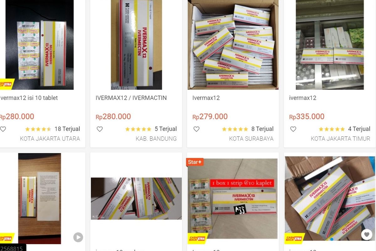 Harga Obat Ivermectin di e-commerce (tangkapan layar)