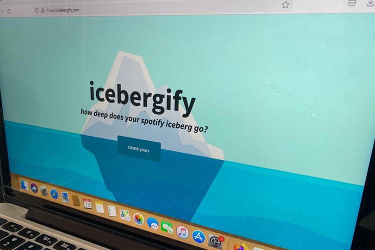 Halaman situs web Icebergify untuk membuat Spotify Iceberg yang ramai dibagikan di Twitter.