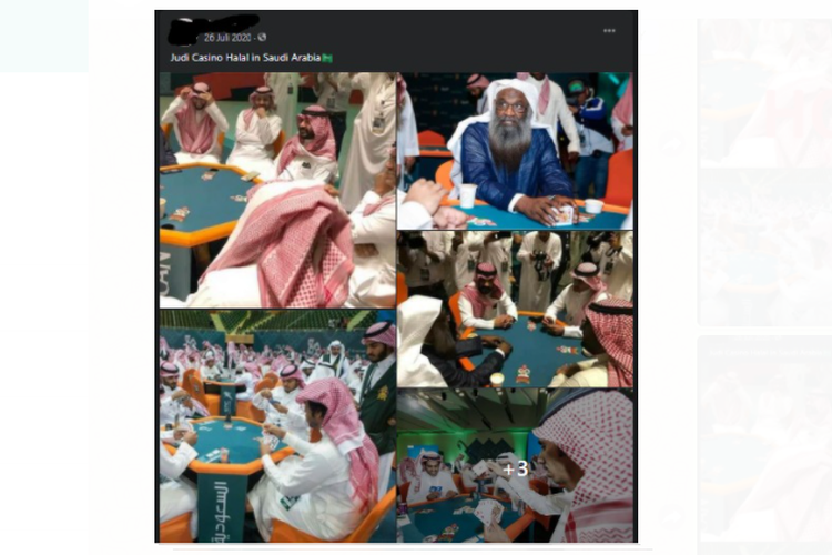 Tangkapan layar unggahan soal beberapa pria yang diduga sedang berjudi di Arab Saudi.