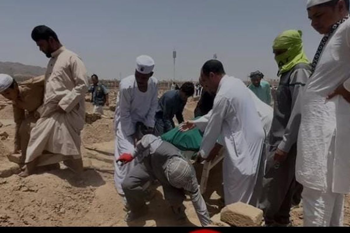 Ilustrasi pemakaman jemaah haji di Baqi, Madinah, Arab Saudi.