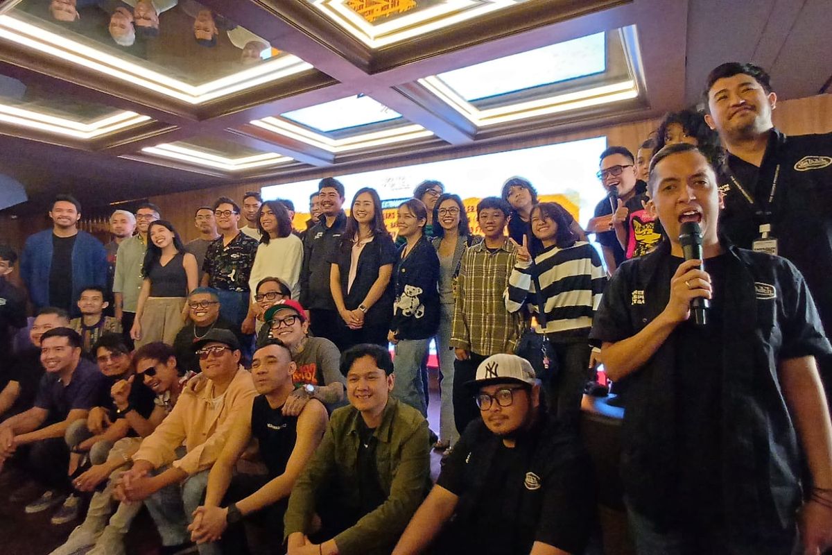 Deretan penampil The Sounds Project 7 dalam jumpa pers di daerah Kebayoran Baru, Jakarta Selatan, Selasa (9/7/2024). 