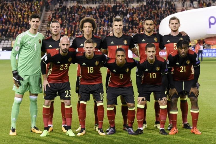 Skuad timnas Belgia pada laga versus Siprus di Brussels, 10 Oktober 2017. 