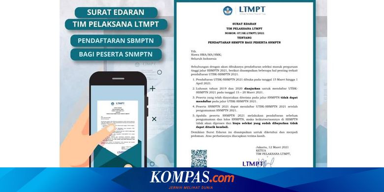 6 Langkah Pendaftaran Utbk Sbmptn 2021 Login Di Portal Ltmpt Ac Id Halaman All Kompas Com