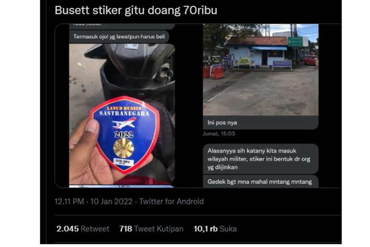 Viral cerita warga diminta membeli stiker untuk melintas di Lanud Husein Sastranegara, Bandung