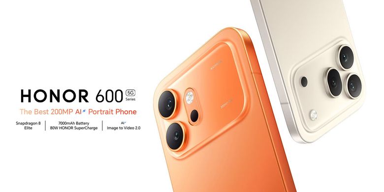 Ilustrasi desain punggung Honor 600 yang mirip iPhone 17 Pro